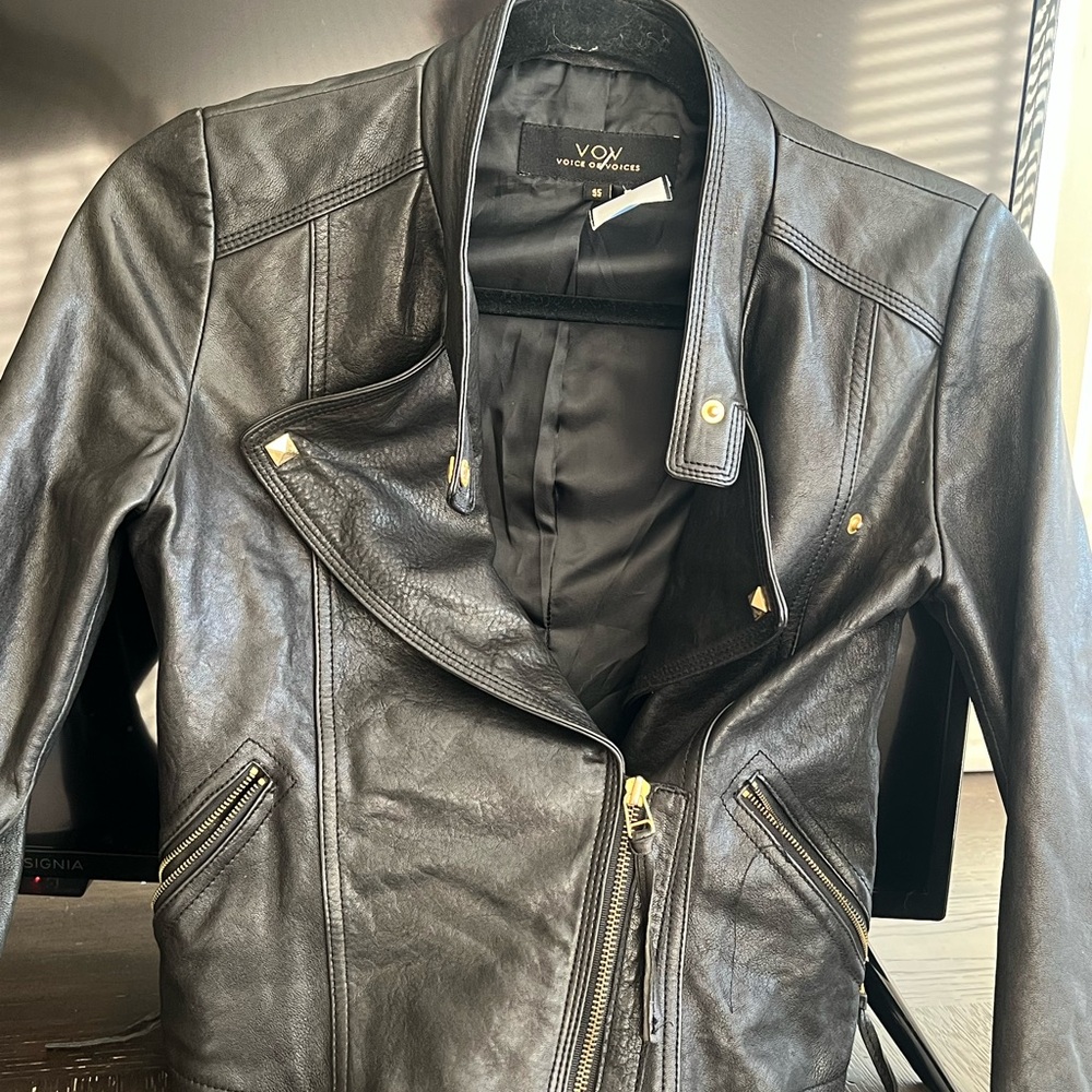 Black Leather y2k VOV Jacket for Women